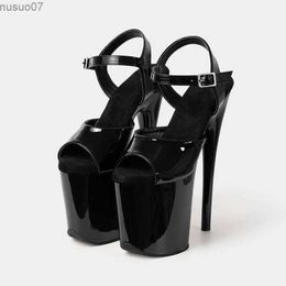 LAIJIANJINXIA Nieuwe Mode Sexy Paaldansen Schoenen Zomer 20 Cm PVC Vrouwen Sandalen Dunne Hoge Hakken Gesp Maat 34-46L2402