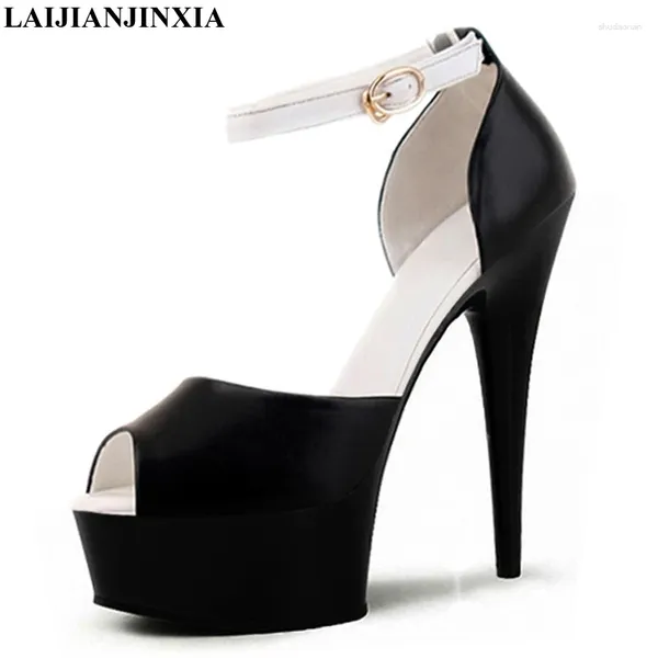 Zapatos de vestir LAIJIANJINXIA Sexy 15 CM Sandalias de tacón alto Discoteca Mujer Sandalia Pole Dancing Modelo Hebilla Correa Mujer