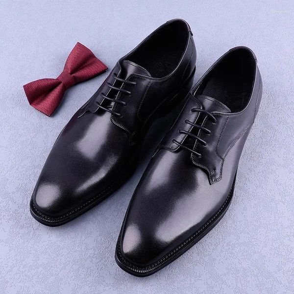 Chaussures habillées en cuir haut de gamme pour hommes de mariage formel style smoking lacets pointus travail Oxford