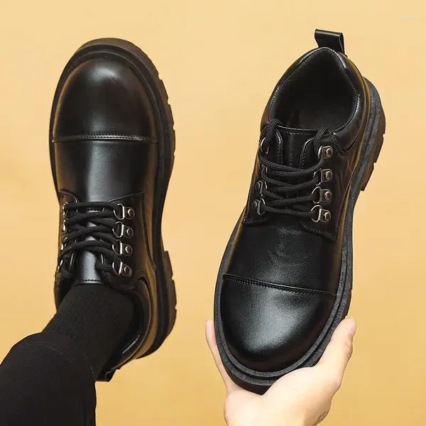 Chaussures habillées en cuir pour hommes 2024 vêtements de travail d'affaires britanniques automne fond souple décontracté marée noire