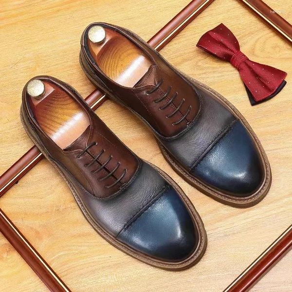Chaussures habillées en cuir de vachette pour hommes été affaires décontracté rétro style britannique