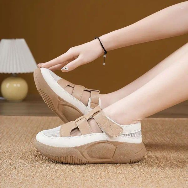 Zapatos de vestir Sandalias de cuero para mujer Plataforma Verano de mujer 2024 Calzado Blanco Vip Diseñador de lujo Venta al por mayor Casual Anti Slip F