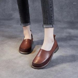 Chaussures habillées en cuir femme printemps et automne slip-on à semelle souple conduite couche de haricot peau de vache clown