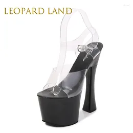 Chaussures habillées Leopard Land Sandales pour femmes Transparent Fish Mouth Sumy Sexe 1100 Série 20cm Talon 10cm Platform LFD