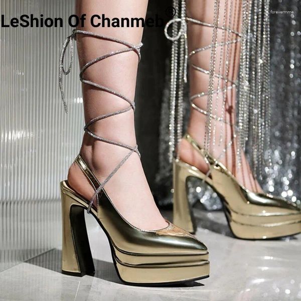 Chaussures habillées Leshion de chanmeb en cuir breveté nude rouge talons hauts femmes épaisse plate-forme gros