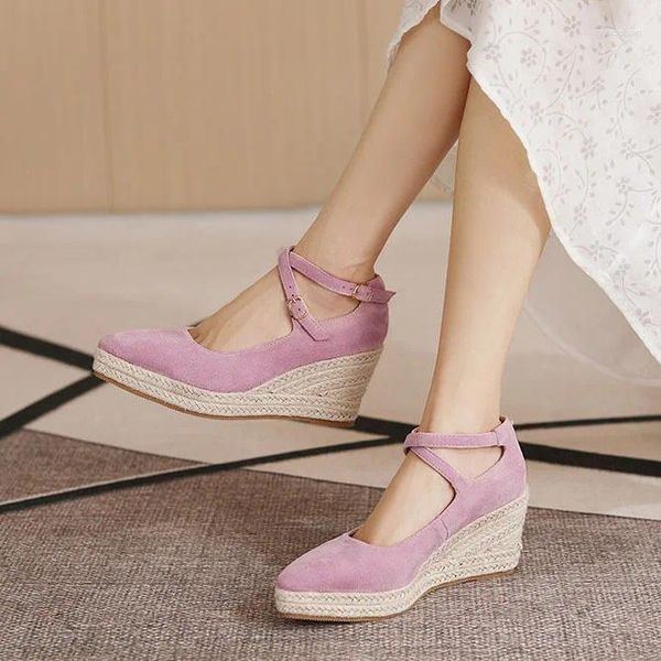 Chaussures habillées lihuamao espadrilless women caliers plate-forme pointu pointu dames hauts talons pompes mariage mary jane