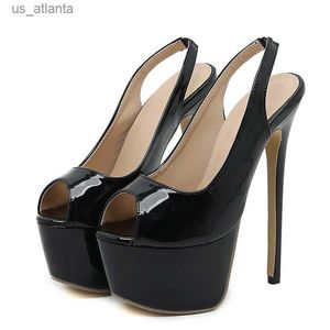 Chaussures habillées liyke taille 35-42 Black High Heels Sexy 16cm femmes confortable en cuir breveté Platformage PMUPS ESCARPINS Femmes Talons H240403BZ0K