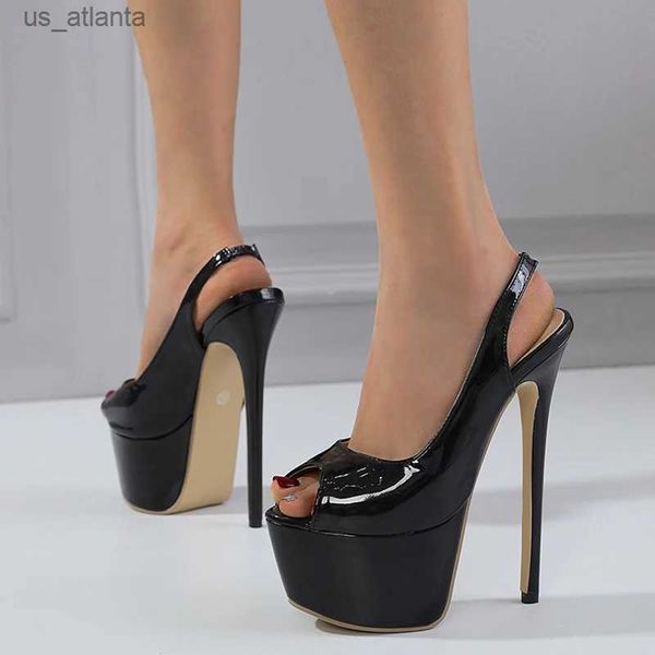 Chaussures habillées liyke taille 35-42 Black High Heels Sexy 16cm Femmes confortables cuir brevets Platformage PMUPS PMUPS ESCARPINS Femmes Talons H240403