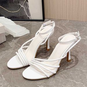 Chaussures habillées liyke été 9.5 cm Gladiateur sandals femmes Street Style Band étroit Toe Open High Heels Fashion Fashion Red White H240403O6AC