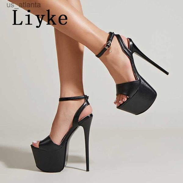 Chaussures habillées liyke mode d'été Open Toe plate-forme hauts talons hauts sexy 17cm sandales femme boucle de boucle