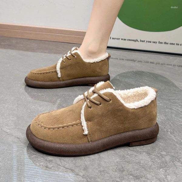 Zapatos de vestir Mocasines para mujer Moda de invierno Casual Lujo Cálido Tacón bajo Acolchado Mujer Comodidad Plus Bombas de felpa Calzado Cosplay