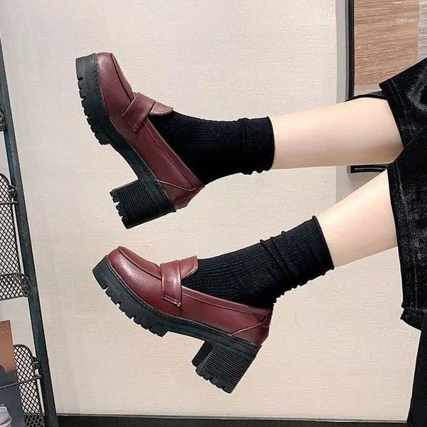 Zapatos de vestir Mocasines Harajuku Lolita en tacones Japonés High School Student Girly Girl Plataforma JK Uniforme Mujer