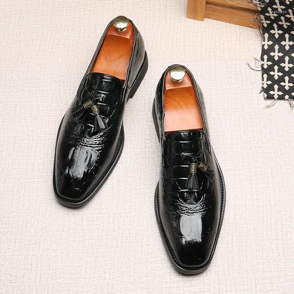 Chaussures habillées Menons Black Brown Wedding Tassels Business Handmade Taille 38-48