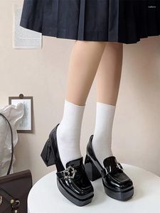 Zapatos de vestir lolita estilo gótico japonés Mary Jane College Jk Uniforme Punk Girl Sweet Girls High Heel Square Tea Party Kawaii Zapato