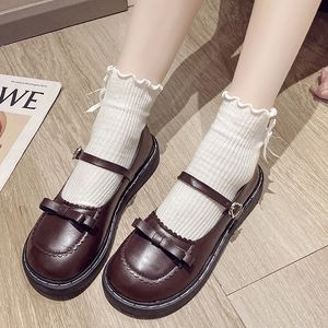 Chaussures habillées Chaussures Lolita Bow Mary Janes chaussures plate-forme femmes appartements en cuir bout rond chaussures décontractées filles princesse chaussures noir Oxford 230807