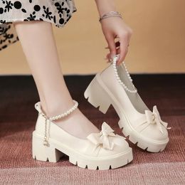 Chaussures habillées Chaussures Lolita femmes Style japonais Mary Jane chaussures femmes Vintage talons hauts peu profonds chaussures à plate-forme épaisse Cosplay femme sandales 231116