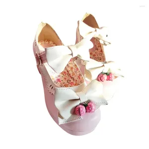 Chaussures habillées lolita Strawberry Bell Mid Heel Princess Sweet Girls Jk Shoe Soft Bow HARAJUKU COSPLAY ANIME KAWAII
