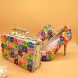 Les chaussures habillées aiment les moments pointés du mariage et des sacs femmes 9cm mince talon fleur fête grande taille 45 pompes féminines