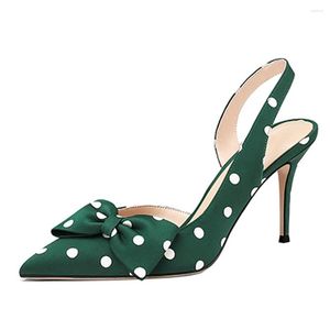 Jurk schoenen lovirs dames vlinderdas slingback 8.5 cm pumps puntige teen stiletto hakken polka dot hak hiel party plus size us5-15