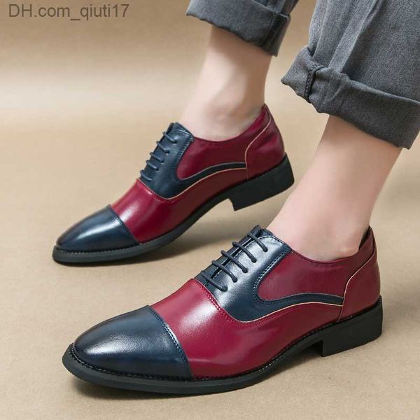 Zapatos de vestir Zapatos de boda de lujo para niños Zapatos de iglesia de cuero para hombres Vino Borgoña Oxford Conjunto de caballero social Zapatos de negocios informales Z230802