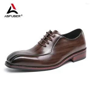 Chaussures habillées Business Luxury Oxford Leather Men peint Stripes Brogue Brugable Spring Automne Office Wedding For Man