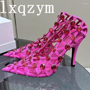 Geklede schoenen Luxe kristalontwerp Damespompen Zomer Prismatisch Uitgehold Sexy Puntschoen Hoge hakken Dames Droom Gekleurd feest