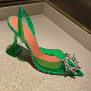 Chaussures de robe de luxe cristal femme pompes de mariage sexy clair perspex talons hauts nouveau bout pointu PVC sandales transparentes chaussures