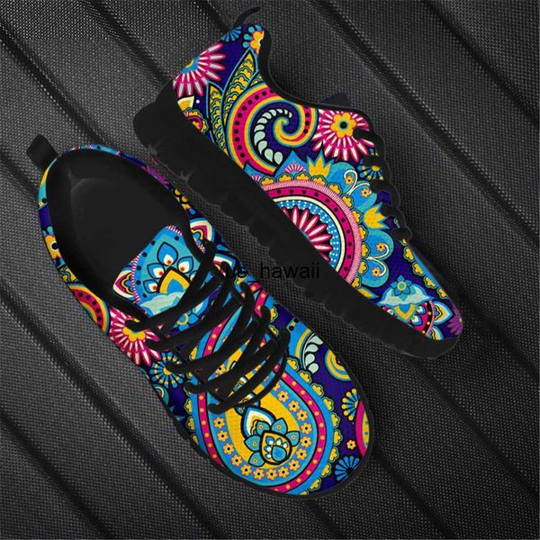 Chaussures habillées Designer de luxe mignon bohême Mandala fleur imprimé dames baskets Jogging chaussures de course pour femmes à lacets Air plat chaussures décontractées T230208