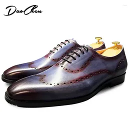 Chaussures habillées designer de luxe hommes Oxford Lace Up Brogue Casual Mens Office Business Wedsined Cuir Fro