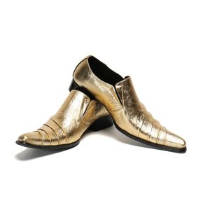 Kleding schoenen luxe goud feestleer voor mannen mode bruiloft prom plus size oxfords flats mannelijke club formeel
