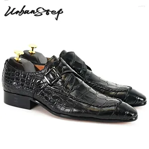 Dress Shoes Luxury Men Black Bourgondië Real Leather Casual Mens Buckle Beaks Formal Business Wedding For