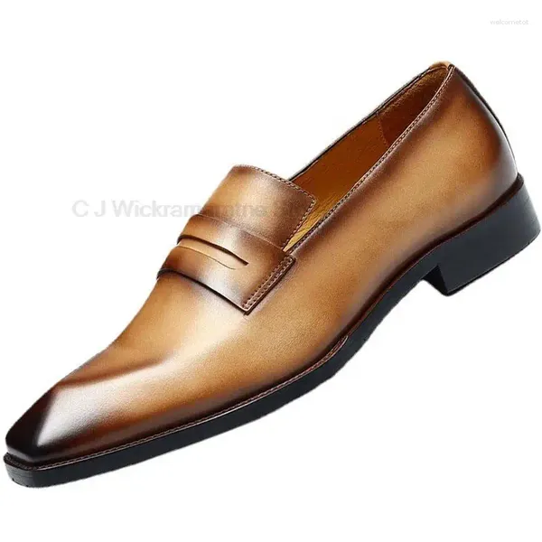 Chaussures habillées Men de luxe Loafers Italie Square Head classique moderne formel oxford authentique cuir Casual Fashion Man Shoe