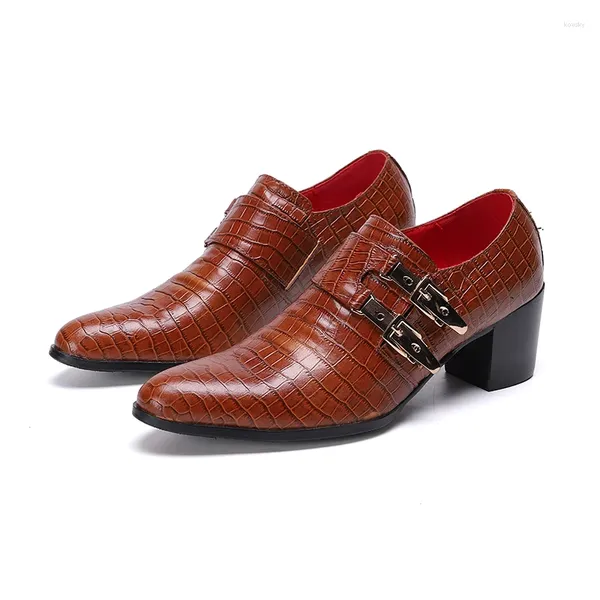 Zapatos de vestir Hombres de lujo Oxford Cuero Italiano Rojo Negro Pulido a mano Punta puntiaguda Hebilla Boda Oficina Formal