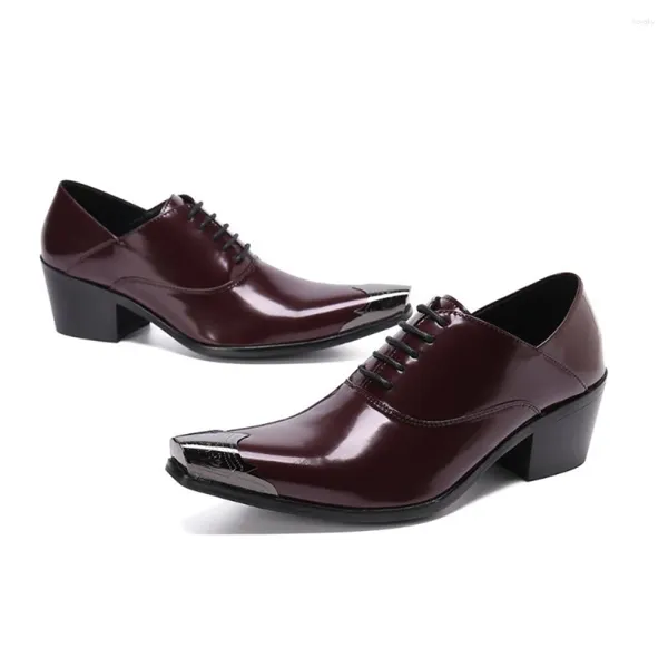 Robe chaussures de luxe hommes Oxford lacets Derby bout carré rouge bureau formel en cuir plus taille 37-46