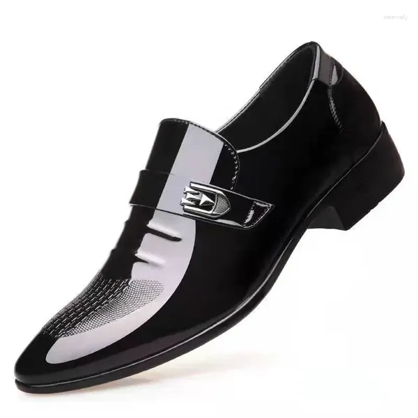 Robe chaussures Ly hommes qualité cuir verni blanc mariage taille 38-45 noir homme doux pour