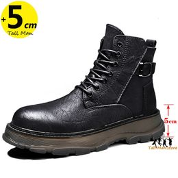 Kleding Schoenen Man Enkellaarsjes Lift Booster Militaire Hoogte Toename Binnenzool 5 CM voor Mannen Oxford Leer Mode 231019