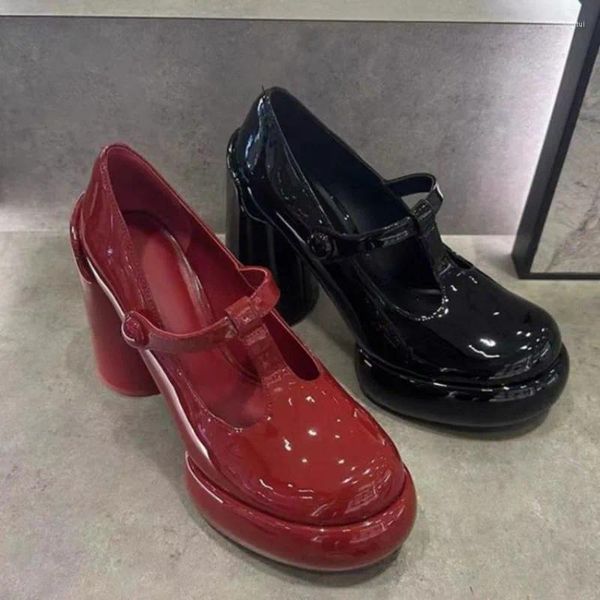 Zapatos de vestir Mary Jane Pombs para niñas Fashion Brand Chunky Heel Boda 2024 Spring Classic Double