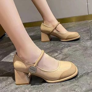 Chaussures habillées Mary Jane Femmes High Heels Shallow Chunky Sandales 2024 Lolita Pumps Party Walking Summer Mujer Zapatillas