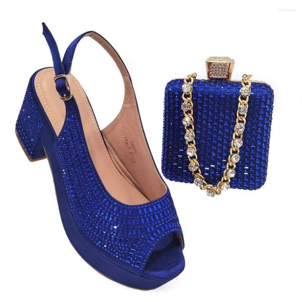 Robe chaussures matures 2023 stiletto bout pointu et couleur bleue doux petit sac sacs de fête pour femmes africaines