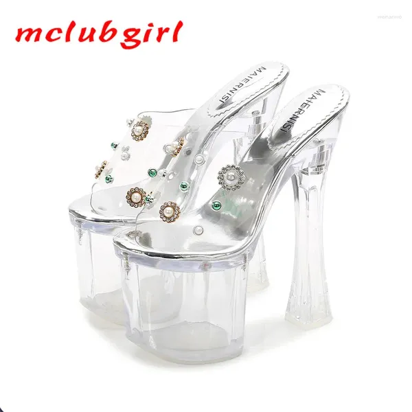 Chaussures habillées mclubgirl 18 cm Women Club Night Sandals Club de nuit 2024 Tempérament de mode pour femmes Super High Heel Crystal Wz