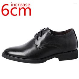 Dress Shoes Heren onzichtbare binnenste hoogte-vergrotende leer van 6 cm veterheren zwarte Britse trend toenemende bruiloft