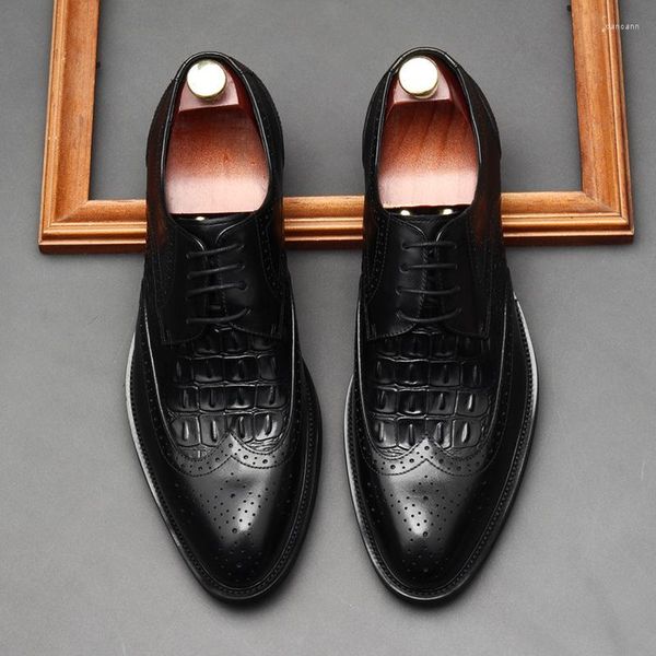 Chaussures habillées Hommes Oxford Cuir Wingtip Lacets Noir Marron Bureau Affaires