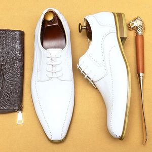Chaussures habillées hommes 46 tailles pour mâle formel oxfords de haute qualité de haute qualité en cuir véritable blanc de mariage en lacet de lacet