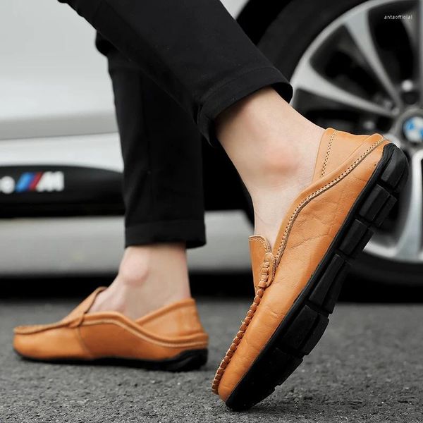 Zapatos de vestir para hombre de negocios para hombre, zapatillas de deporte de cuero de malla transpirable de verano, mocasines de conducción de moda para hombre, mocasines para niños