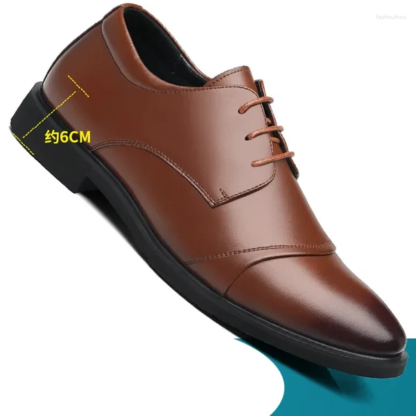 Chaussures habillées Hommes Ascenseur Augmentation de la hauteur pour la semelle intérieure d'affaires 6cm Mariage Formel Cuir Noir