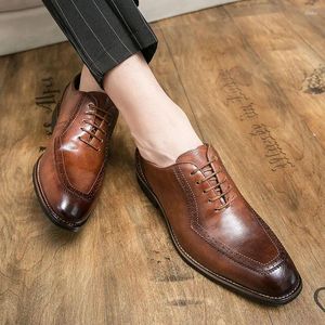 Robe chaussures hommes faux cuir pour marque Oxford lacets sculpture mode luxe formel B110