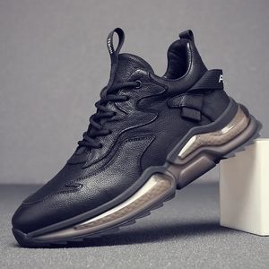 Zapatos de vestir para hombre, zapatos para correr de cuero de vaca genuino, estudiantes jóvenes, zapatillas para caminar al aire libre, zapatillas de deporte negras con suela cómoda para hombre 231124