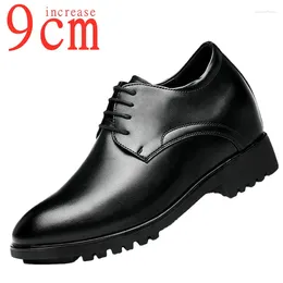 Chaussures habillées hommes augmentation intérieure 9cm hauteur augmentant la chaussure bureau d'affaires ascenseur décontracté formel invisible en cuir mariage