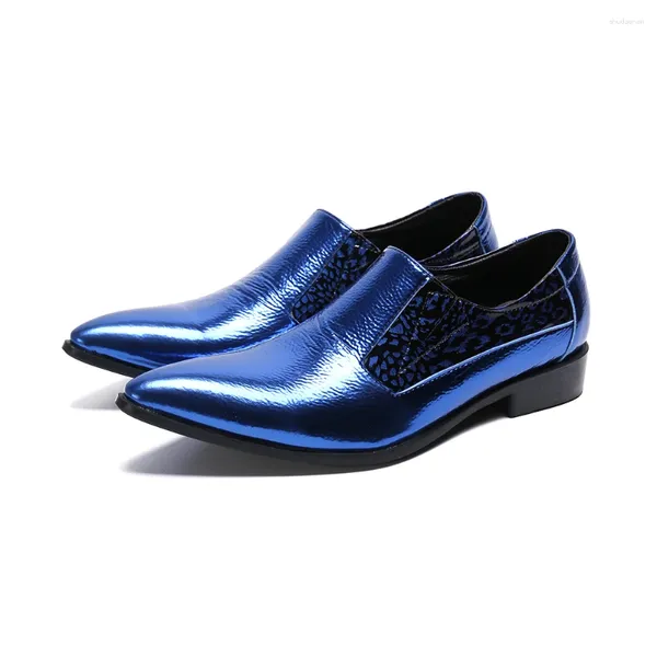 Robe chaussures hommes italiens en cuir verni mocassins mode paillettes formelles bout pointu pour calzado homme