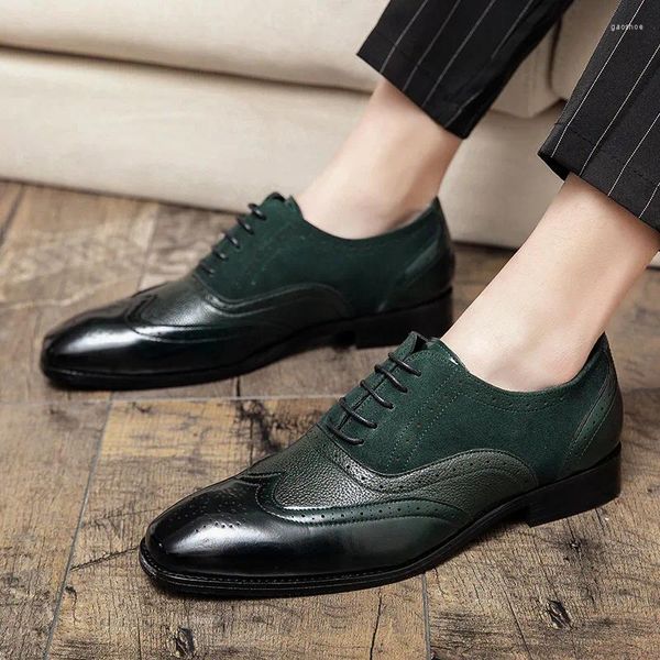 Zapatos de vestir Hombres Cuero Formal Negocio Masculino Oficina Trabajo Pisos Fiesta Aniversario de boda Hombre Punta cuadrada con cordones